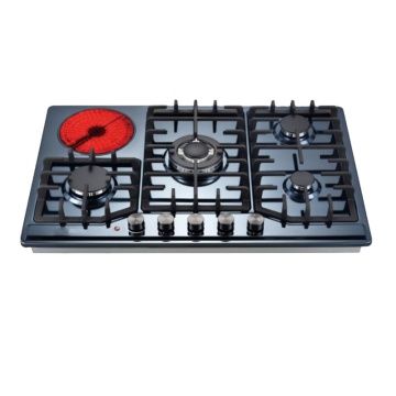 CE Certified Tempered Glass Cooktop with 4 Gas and 1 Electric Stoves - 2 Year Warranty