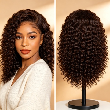 14 Inch 13x4 HD Lace Frontal Kinky Curls 180% Density 4 Human Hair Glueless Wig