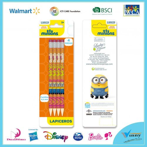 Ensemble de crayons mécaniques 4 pièces Minions