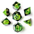 BESCON Dragon's Eye Sharp Edged Polyhedral Dice Set of 7, Handmade Dragon's Eye Dice for Role Playing Game