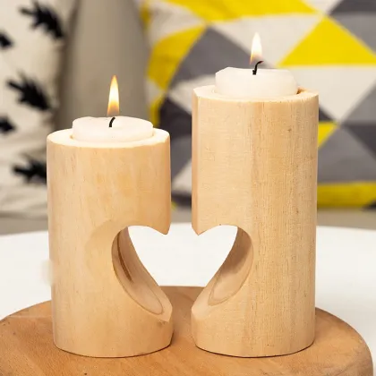 Wood Cylinder Candlestick Christmas for Home Decoration