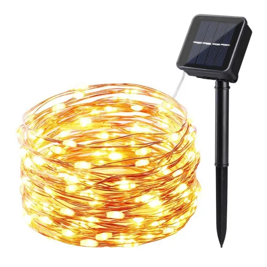 20M 65ft Solar Twinkle LED Fairy Light with Warm White LEDs - Perfect Outdoor Christmas and Holiday Decoration