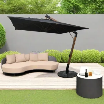 13 ft Large Garden Umbrella - Black Cantilever Patio Umbrella with Base