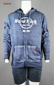 Men's burn out longsleeve sweatjacke with hood