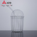 Kitchen striped glass straw juice bubble water Cup