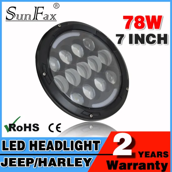 New design 7inch 78w hi/lo headlamp, 7 " led headlight for Jeep Wrangler, round 78w jeep led headlights with DRL