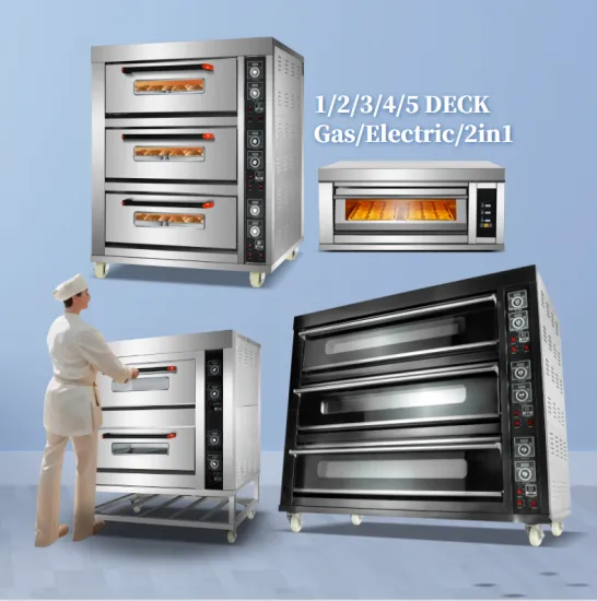 Commercial Kitchen Pizza Oven Equipment with 2-3 Deck Layers and 4-12 Trays