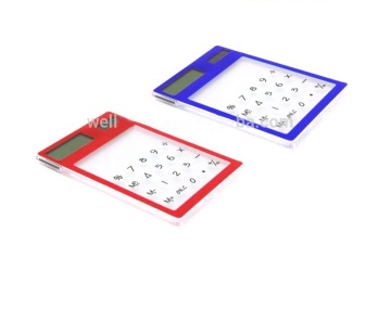 Mini Size Transparent Solar-Powered Calculator with Touch Screen