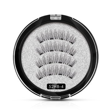 Round box magnetic false eyelashes black four magnet