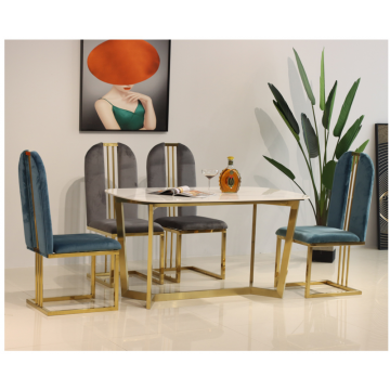 Italian Minimalist Marble Dining Table And Chair Combination