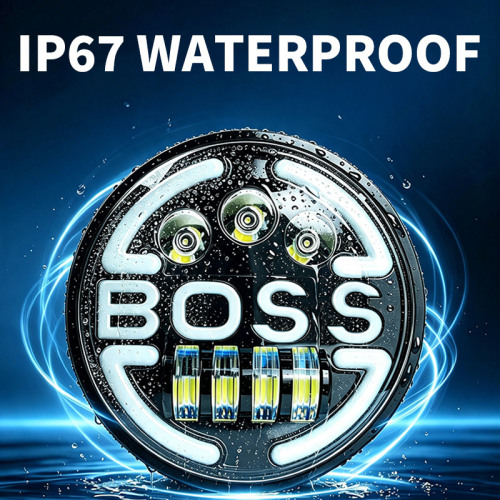 LiuHJG BOSS 7 Inch Round Motorcycle Led Headlight with H4 for Harley