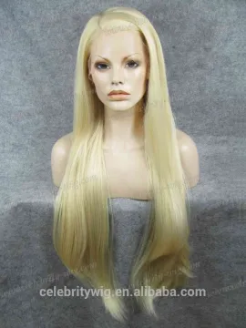 Wholesale silky straight hair platium blonde lace front wig synthetic wig