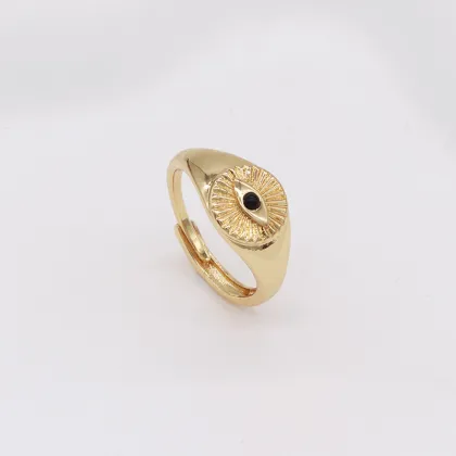Jiexing 14K Gold Plated Adjustable Evil Eye Finger Rings
