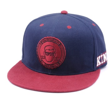 Wholesale custom two tone 3d embroidery short brim snapback hat