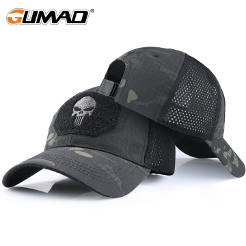 Skull Tactical Military Airsoft Cap Adjustable Breathable Sun Visor Trucker Hat Mesh Hunting Hiking Baseball Skeleton Snapback