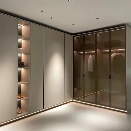 Customized Wooden Glass Door Swing Wardrobe Cabinet for a Stylish Home