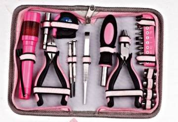 24PCS Pink Lady's Combination Tools Kit in Nylon Bag