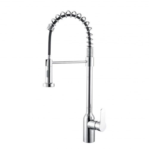 Single Handle Kitchen Faucet Household spring Chrome pull down brass kitchen faucet Supplier