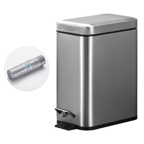 Slim Stainless Steel Metal Bathroom Rubbish Dustbin