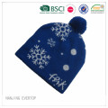 Royal Blue Jacquard Pompom Winter Hat