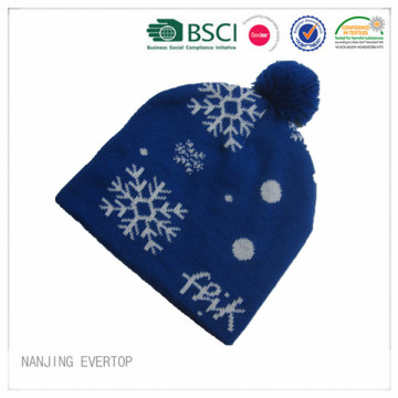Boys Royal Blue Jacquard Pompom Knitting Hat