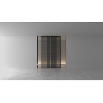 Sistema de porta de vidro deslizante interior com trilho silencioso
