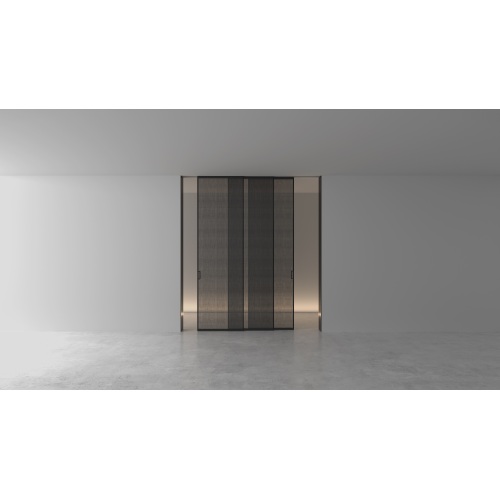 Sistema de porta de vidro deslizante interior com trilho silencioso