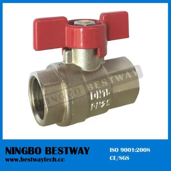 Nickel Plated Brass Ball Valve DN15 Female x Female with Butterfly Handle