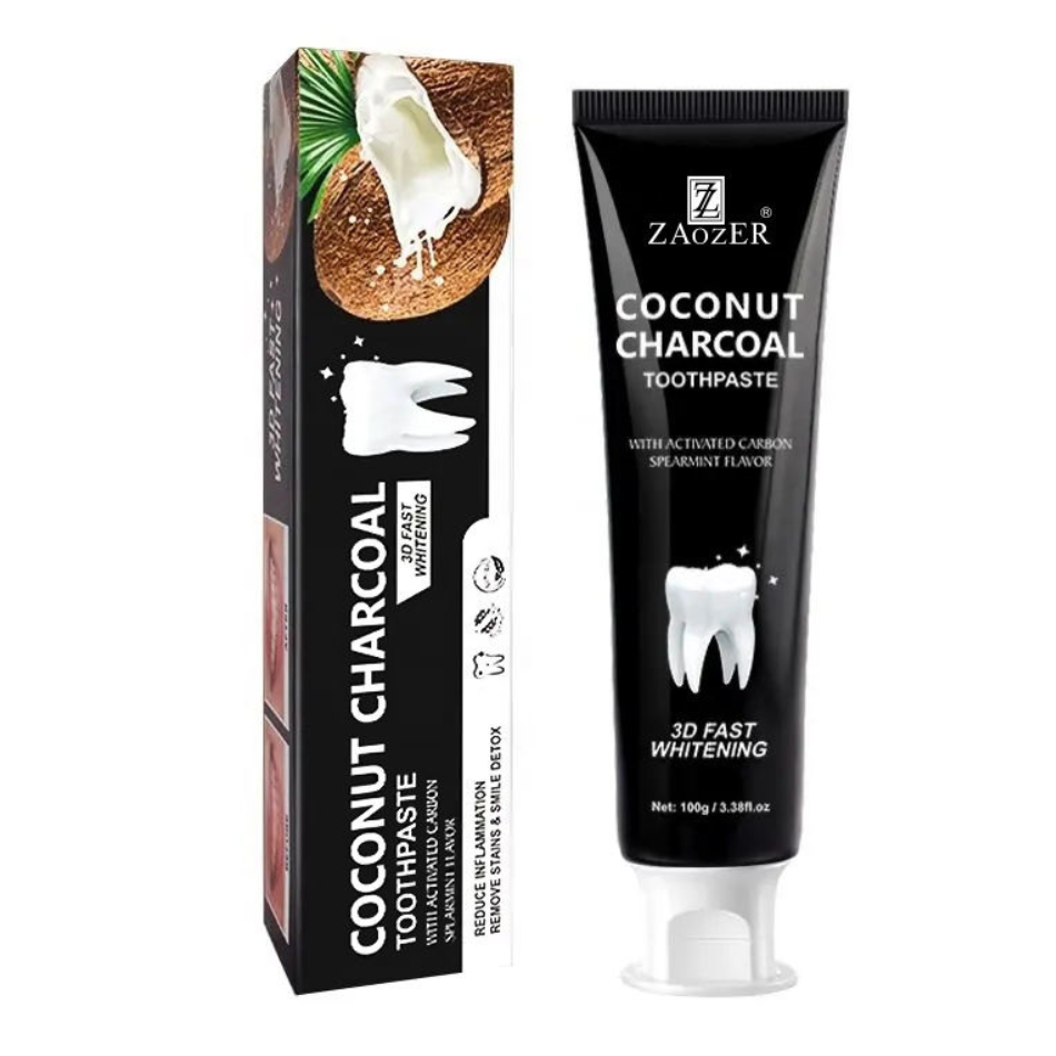 Paste de dientes orgánico de carbón y coco de carbón blanco