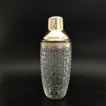 Strickmuster Cocktailshaker aus Glas mit Metalldeckel