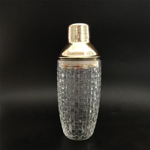 Knitting pattern glass cocktail shaker with metail lid