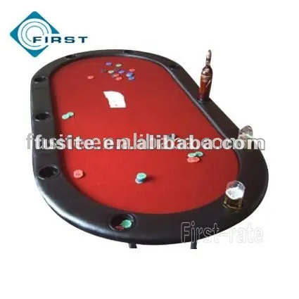 10 Person Oval Texas Holdem Padding Poker Tables Red