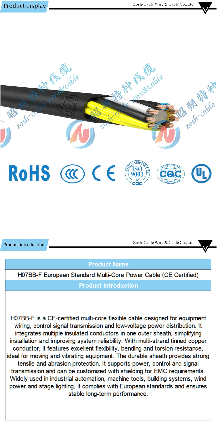 CE certified internal wiring cable