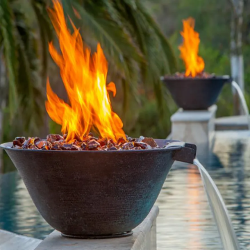 Gas Beach Fire Pit Waterfall Bowl Fire Pit