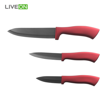 3pcs Black Ceramic Knife Set With Acrylic Stand