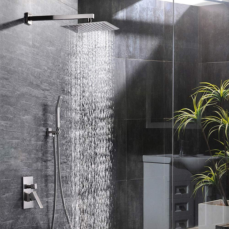 Brushed Nickel Bathroom Wall Shower Combo Set