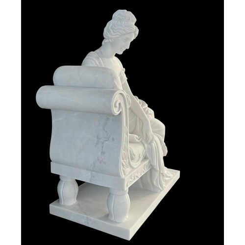 Marble Sentada Señora Estatua Elegante escultura de jardín