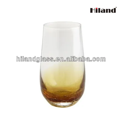 Amber crackle highball glass