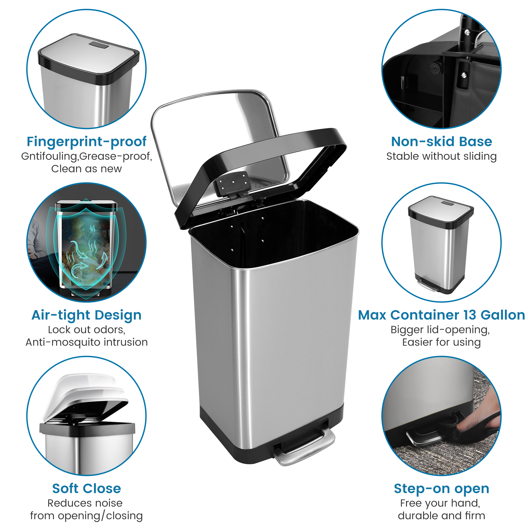 stainless steel pedal bin