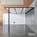 Sally Walk-In Matt-Black Blak-Black Grid Pattern Shower Shower Shower