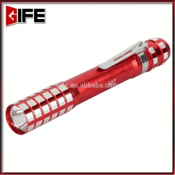 Factory Custom Made led Yellow light Eyes Checking Aluminum Pocket Clip pencil torch