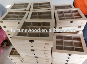 Low cost paulownia wood glass window box