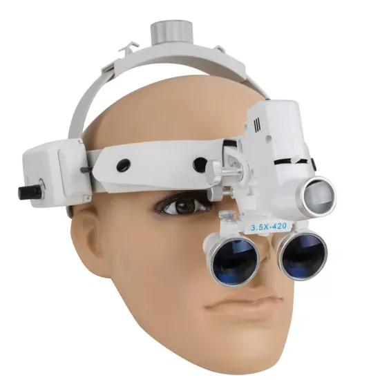 3.5X-420X Optical Stomatology Magnifier with LED Light - Head Band Dental Loupes