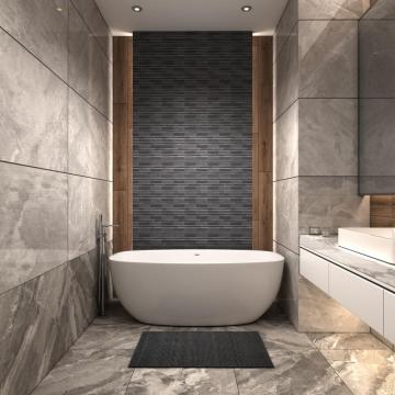 Black match-shaped luxury mosaic tiles