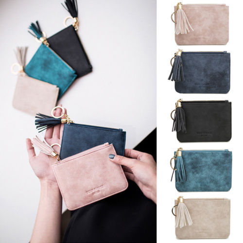 Women Wallet Coin Purse Organizer Pocket Suede Small Credit Card Holder Clutch New PU Tassels Square Short Woman Wallet Card Bag