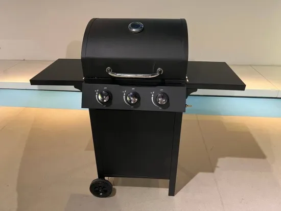 3 Burner Gas Grill with Top Cover and Side Shelves, Outdoor Gas Grill