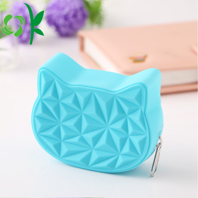 Custom Design Silicone Cat Head Purse Coin Wallet