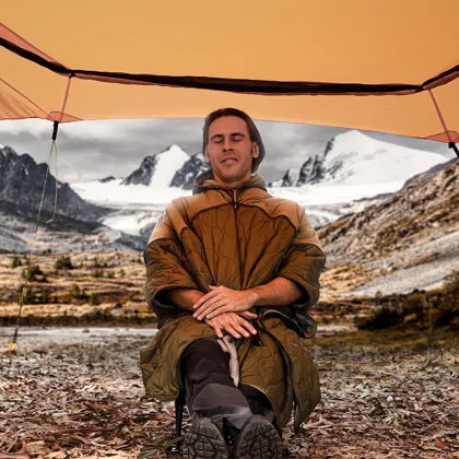 Lightweight Windproof Thermal Poncho: Hiking Puffy Blanket for Wild Camping