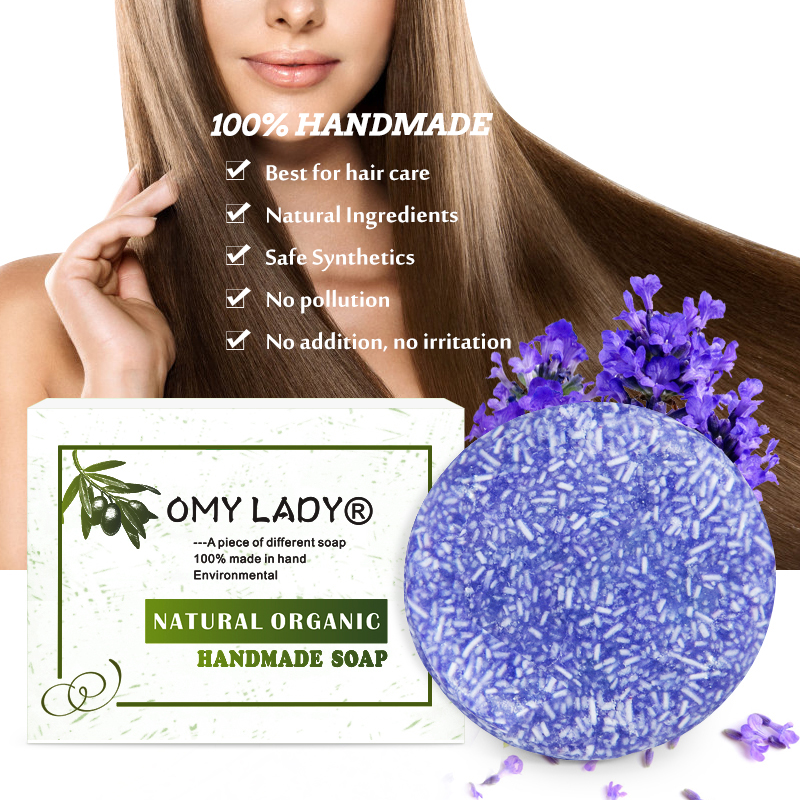 OMY LADY 100% Pure Natural Handmade Shampoo Soap Lavender Extract Essential Oil Hair Cold Processed Anti-Dandruff Off Hair Care