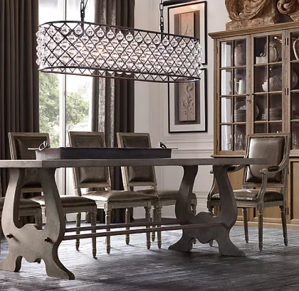 American Spencer Rectangular Chandelier 61" Matt Black Oval Dining Chandelier